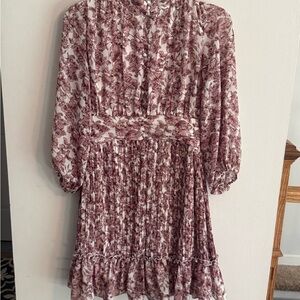 Ivy City Co Floral Dress in Burgundy and White